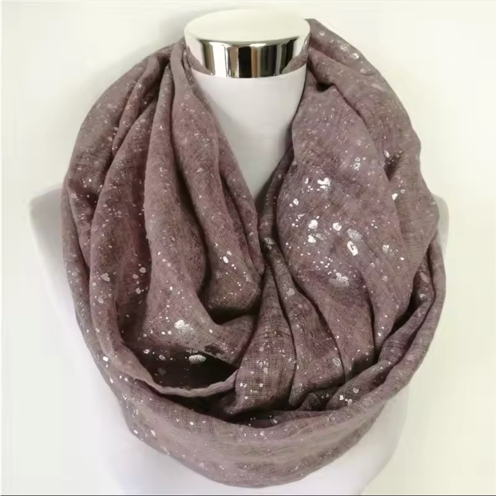 Paint splatter foil metallic print infinity cotton warm  scarf shawl